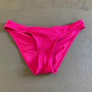 Becca by Rebecca Virtue Womens Hot Pink Textured Ruched Back Bikini Bottom L